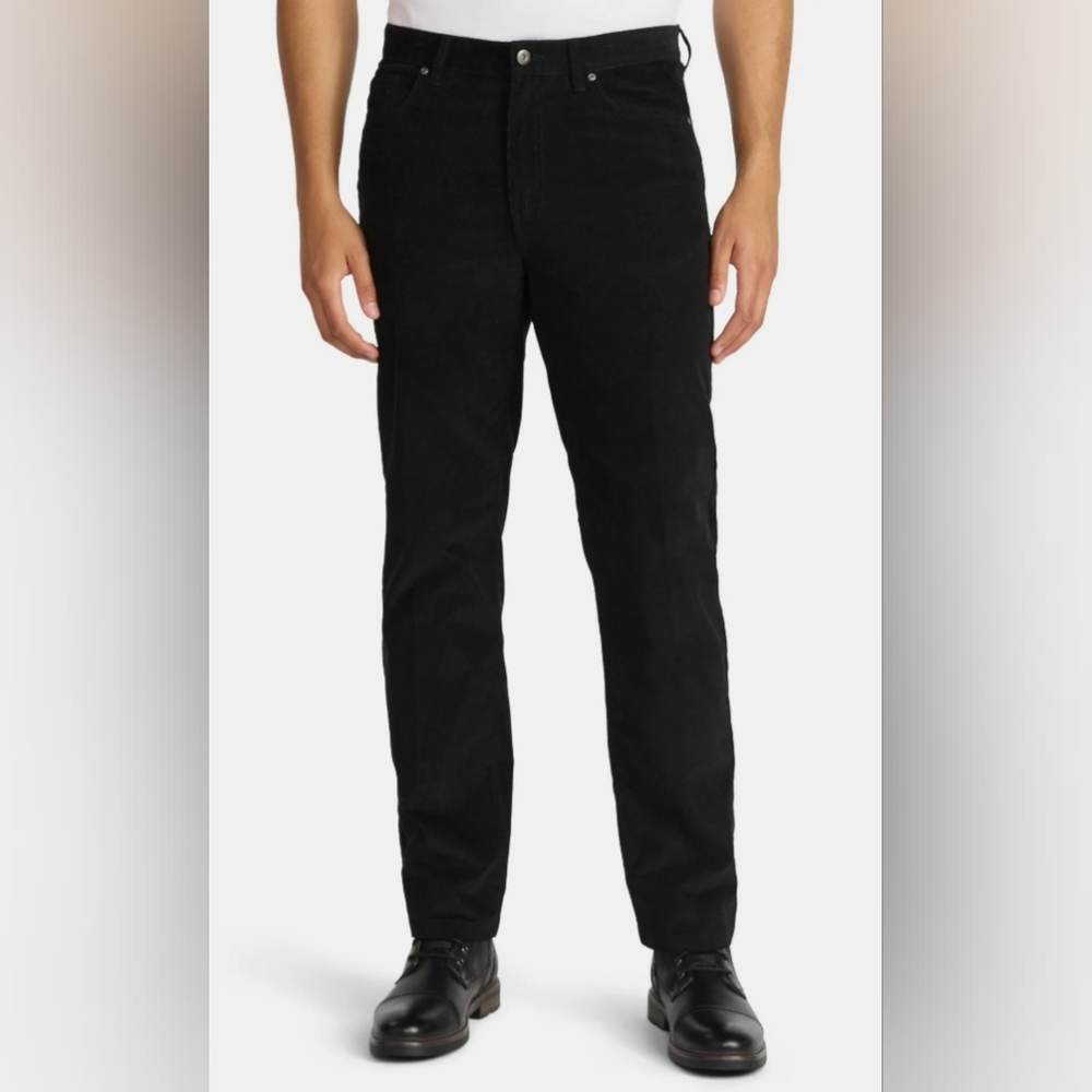 George Men's Size 32x34 5-Pocket Corduroy Pants Black Soot NWT
